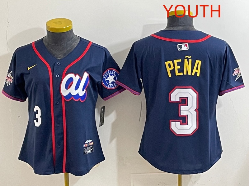 Youth 2025 Houston Astros #3 Pena dark Blue All star Nike MLB Jersey style 014->youth mlb jersey->Youth Jersey